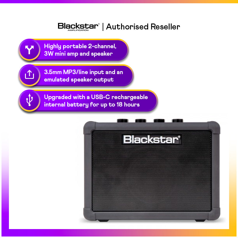 Blackstar FLY 3 CHARGE 3W Mini Rechargeable Guitar Amplifier with Blue